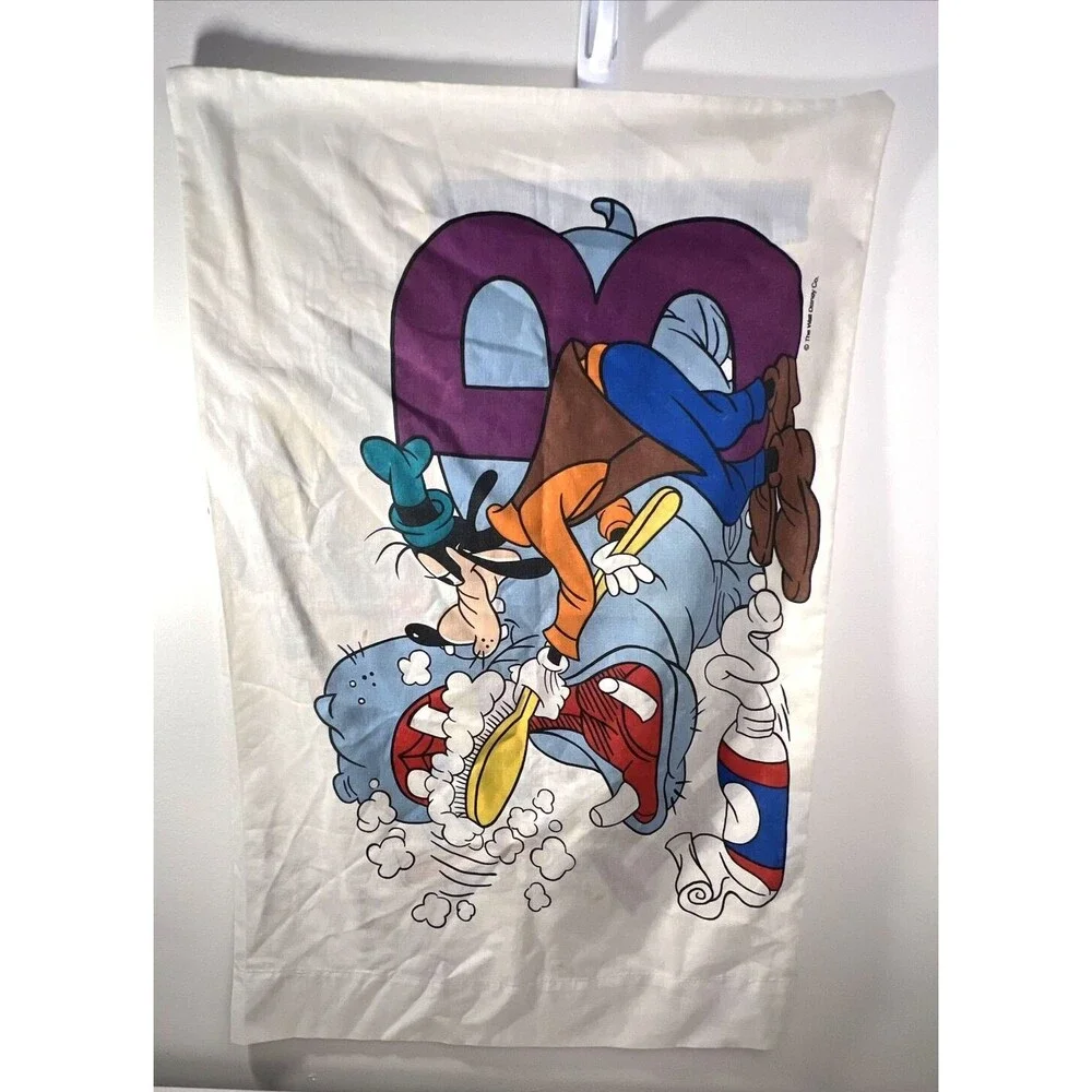 Disney Mickey, Minnie Mouse, Daisy & Goofy Pillowcase VINTAGE Roller Coaster